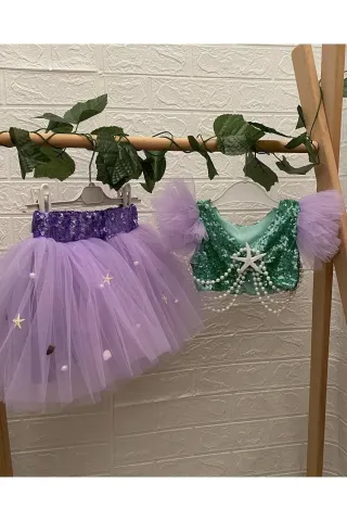 Mermaid Lila Deniz Kızı Elbise - Lila